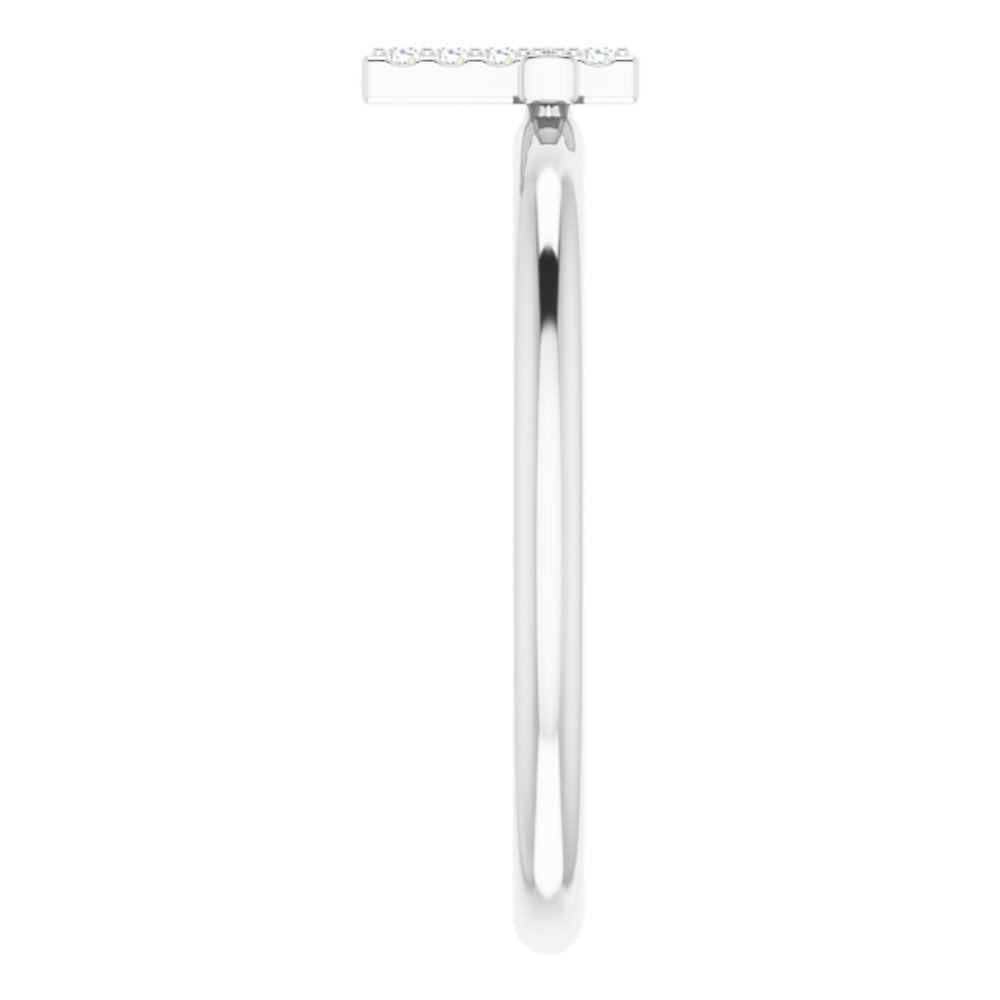 14K White Gold .03 CTW Natural Diamond Stackable Cross Ring