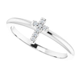 14K White Gold .03 CTW Natural Diamond Stackable Cross Ring
