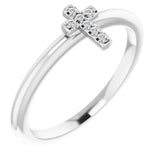 14K White Gold .03 CTW Natural Diamond Stackable Cross Ring