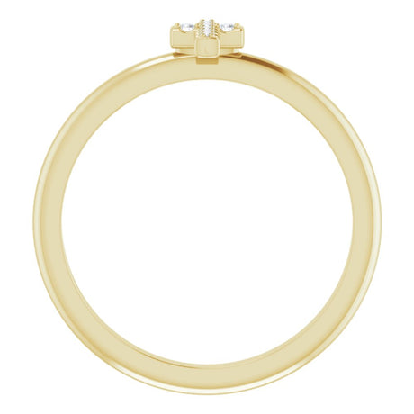 14K Yellow Gold .03 CTW Natural Diamond Stackable Cross Ring