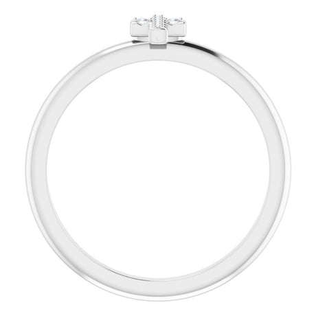 14K White Gold .03 CTW Natural Diamond Stackable Cross Ring