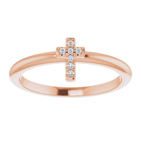 14K Rose .03 CTW Natural Diamond Stackable Cross Ring