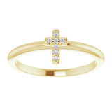 14K Yellow Gold .03 CTW Natural Diamond Stackable Cross Ring