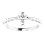 14K White Gold .03 CTW Natural Diamond Stackable Cross Ring