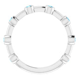 14K White Gold Natural Aquamarine Bezel-Set Bar Ring