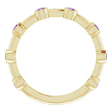 14K Yellow Gold Natural Amethyst Bezel-Set Bar Ring