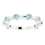 14K White Gold Natural Aquamarine Bezel-Set Bar Ring