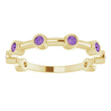 14K Yellow Gold Natural Amethyst Bezel-Set Bar Ring