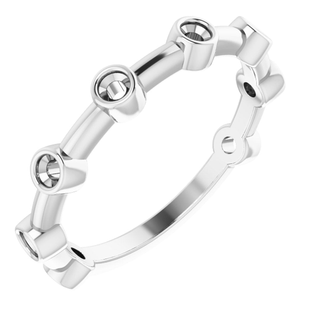 14K White Gold Natural Aquamarine Bezel-Set Bar Ring