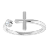 14K White .06 CTW Natural Diamond Negative Space Cross Ring