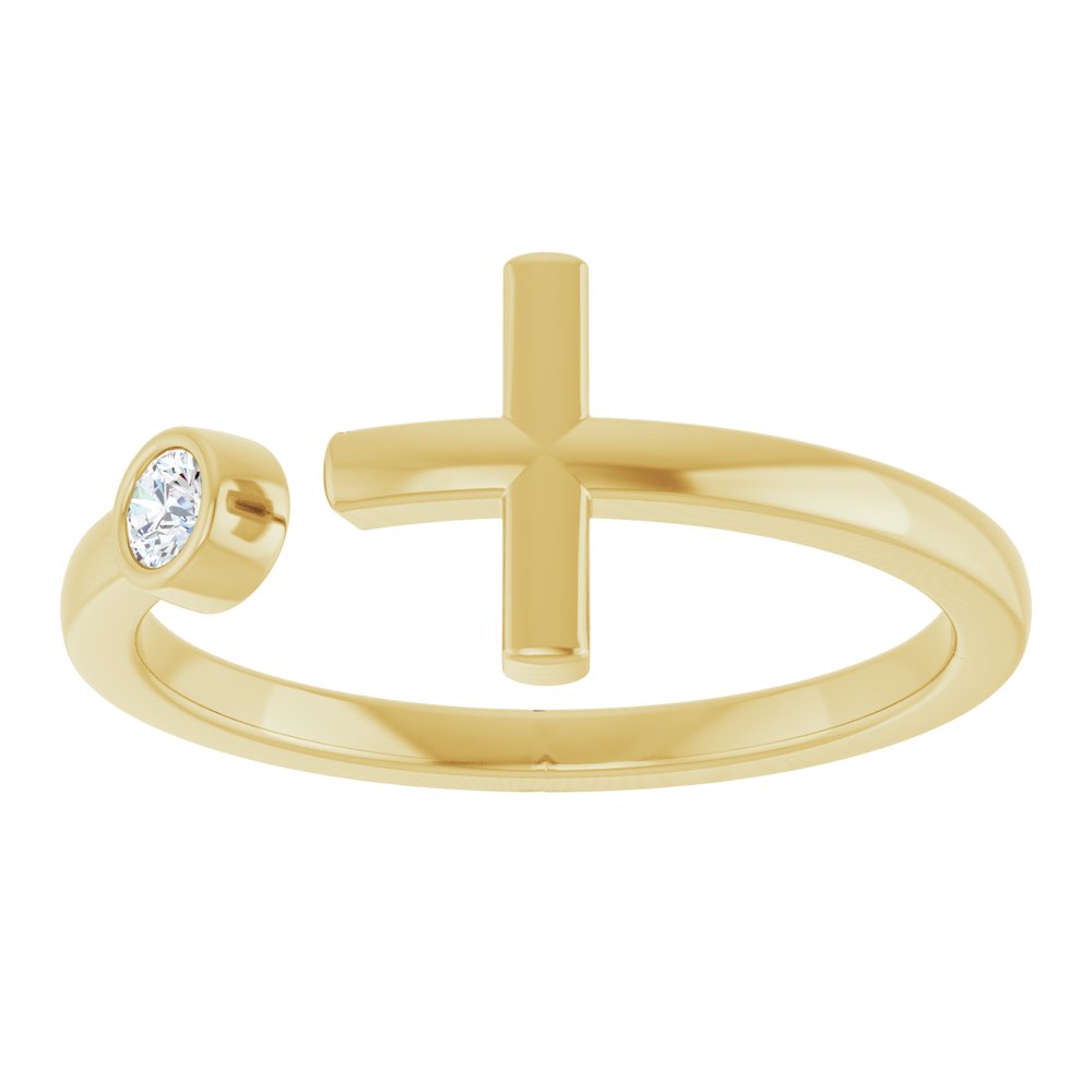 14K Yellow .06 CTW Natural Diamond Negative Space Cross Ring