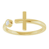 14K Yellow Gold .06 CTW Natural Diamond Negative Space Cross Ring 