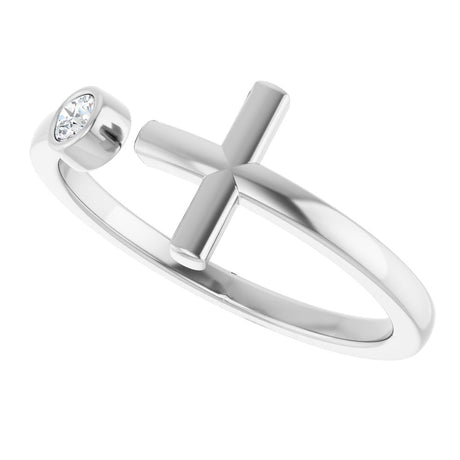 Sterling Silver .06 CTW Natural Diamond Negative Space Cross Ring