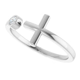 Sterling Silver .06 CTW Natural Diamond Negative Space Cross Ring