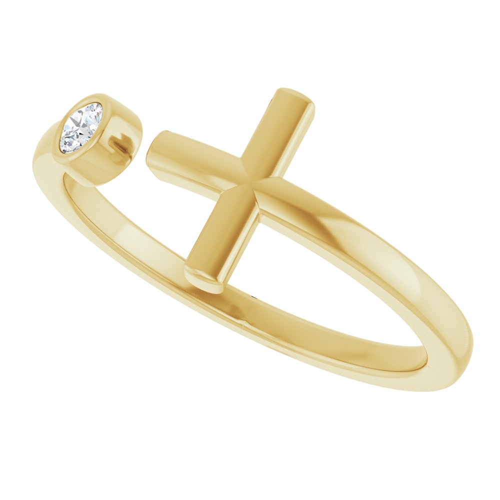 14K Yellow .06 CTW Natural Diamond Negative Space Cross Ring