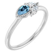14K White Gold Natural Aquamarine & 1/8 CTW Natural Diamond Ring