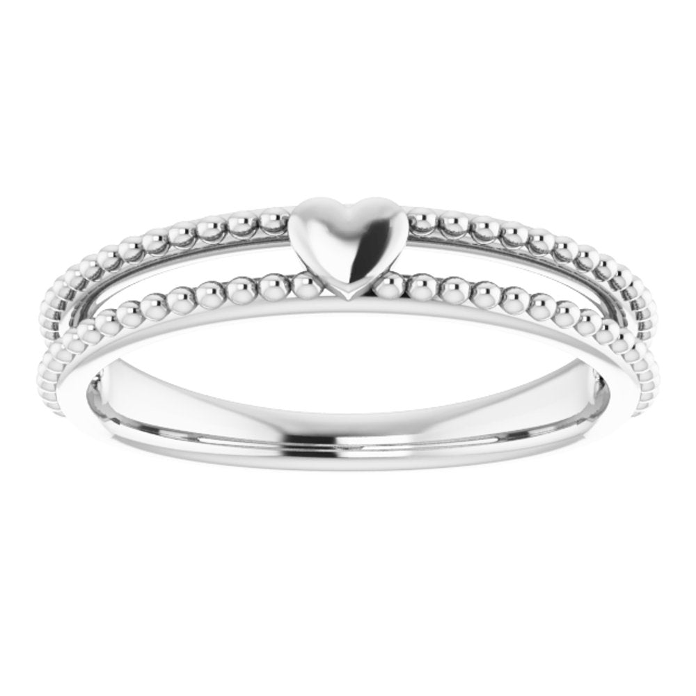 Sterling Silver Milgrain Stackable Heart Ring