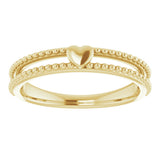 14K Yellow Milgrain Stackable Heart Ring