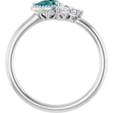 14K White Gold Lab-Grown Alexandrite & 1/8 CTW Natural Diamond Ring