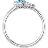14K White Gold Natural Aquamarine & 1/8 CTW Natural Diamond Ring