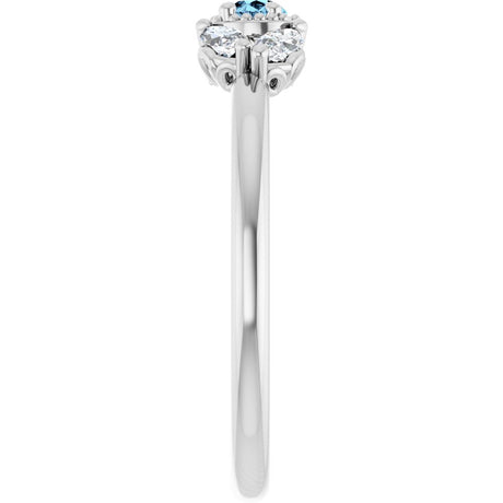 14K White Gold Natural Aquamarine & 1/8 CTW Natural Diamond Ring