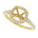 14K Yellow 7x7 mm Cushion 1/4 CTW Lab-Grown Diamond Semi-Set Engagement Ring