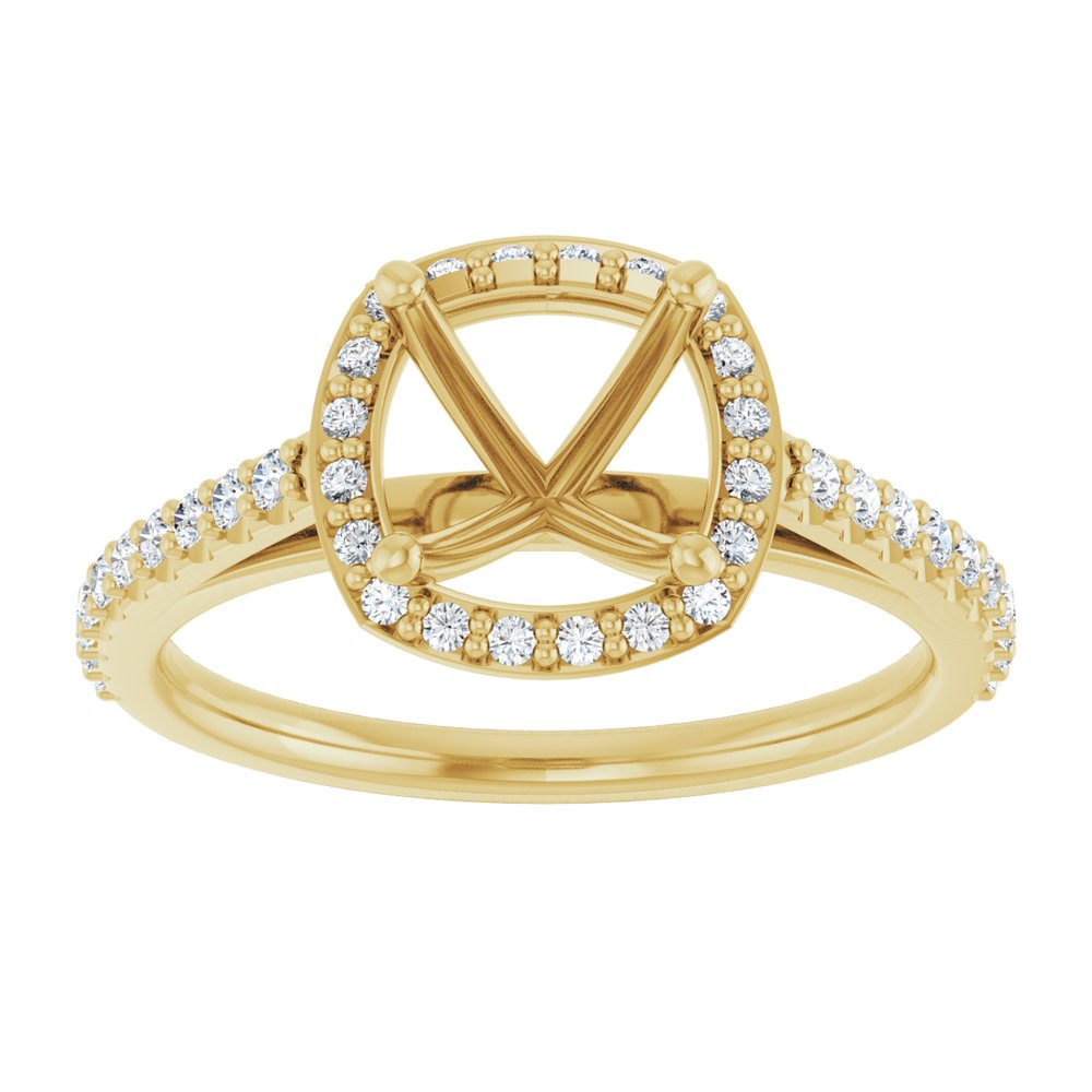 14K Yellow 7x7 mm Cushion 1/4 CTW Lab-Grown Diamond Semi-Set Engagement Ring