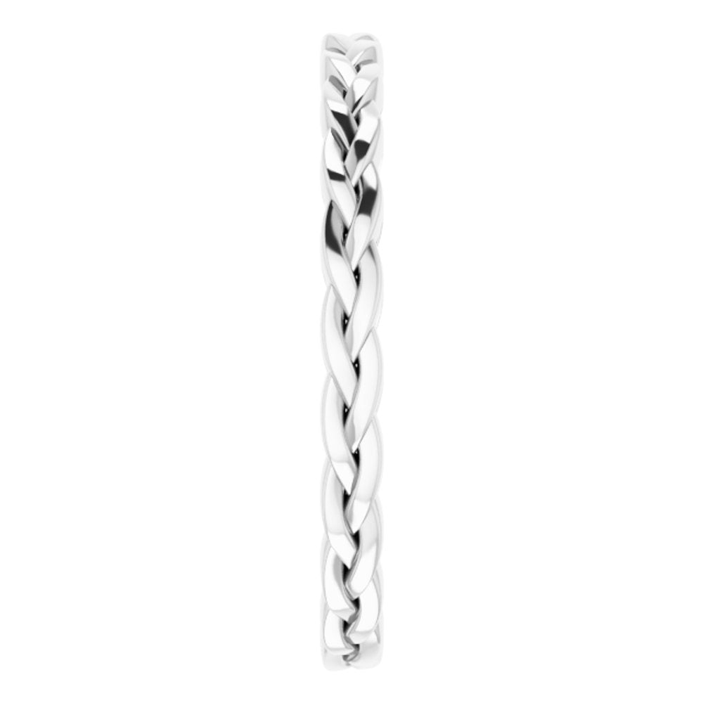 10K White Gold 2 mm Woven-Design Band Size 9