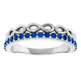 14K White Natural Blue Sapphire Infinity-Inspired Stackable Ring