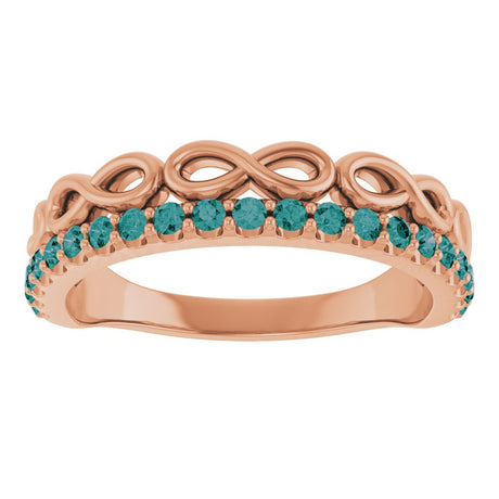 14K Rose Gold Natural Alexandrite Infinity-Inspired Stackable Ring