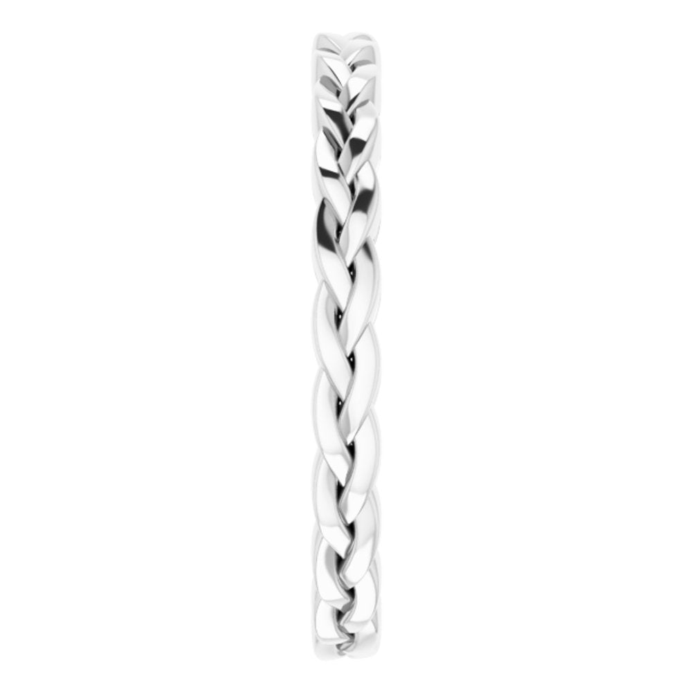 Platinum 2 mm Woven-Design Band Size 6