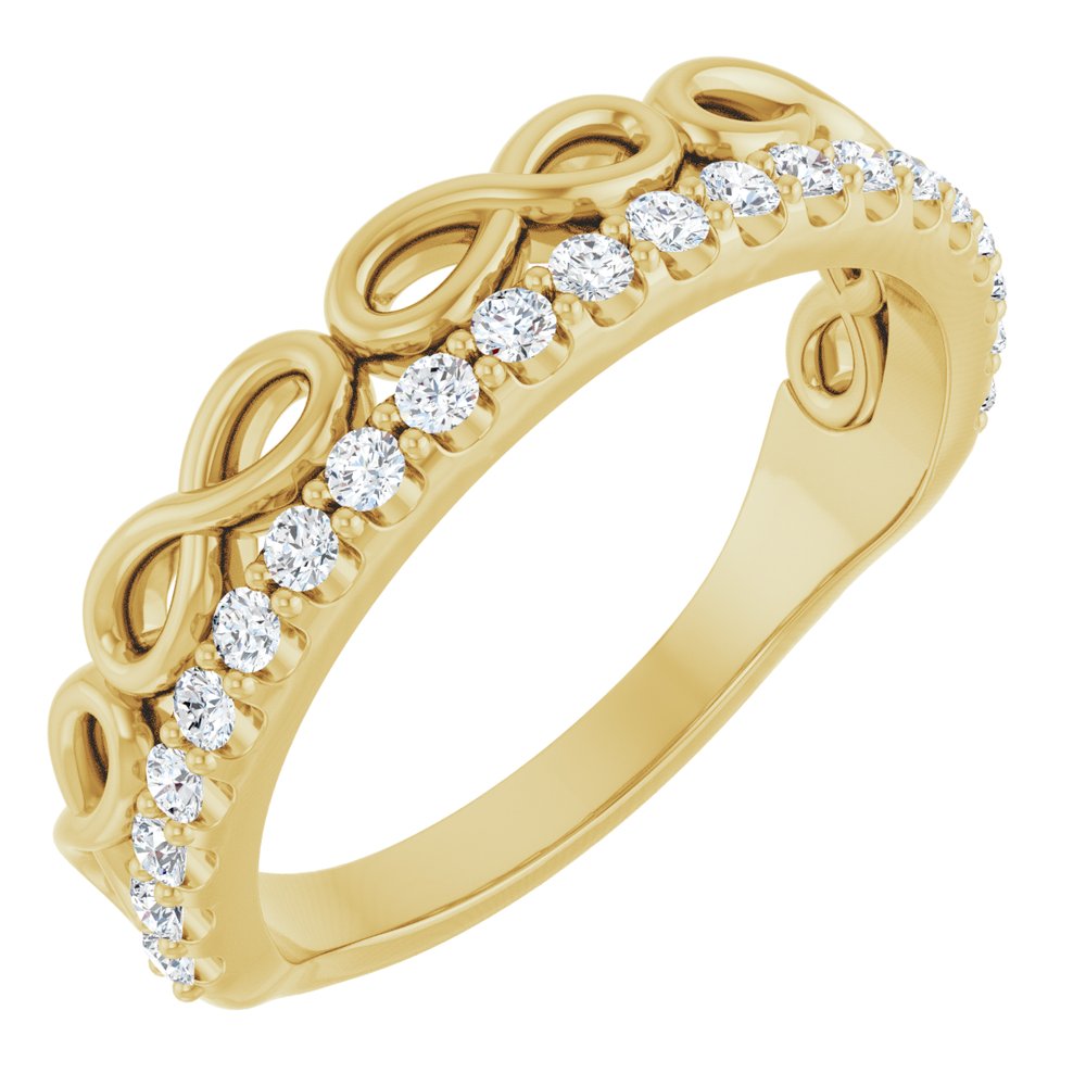 14K Yellow 1/4 CTW Natural Diamond Infinity-Inspired Stackable Ring 