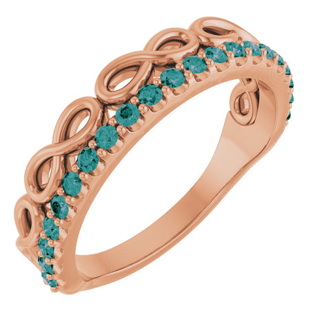 14K Rose Gold Natural Alexandrite Infinity-Inspired Stackable Ring