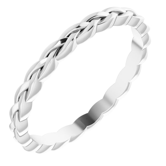 10K White Gold 2 mm Woven-Design Band Size 9