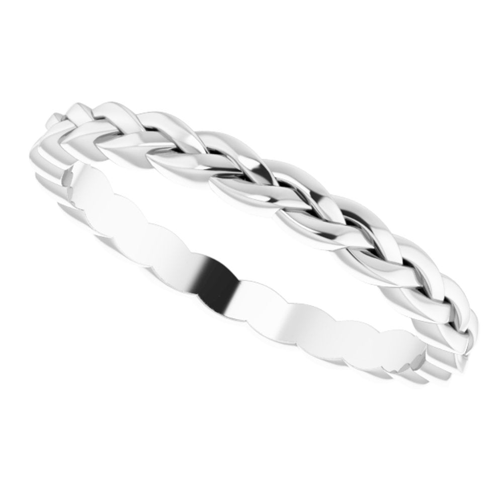Platinum 2 mm Woven-Design Band Size 6