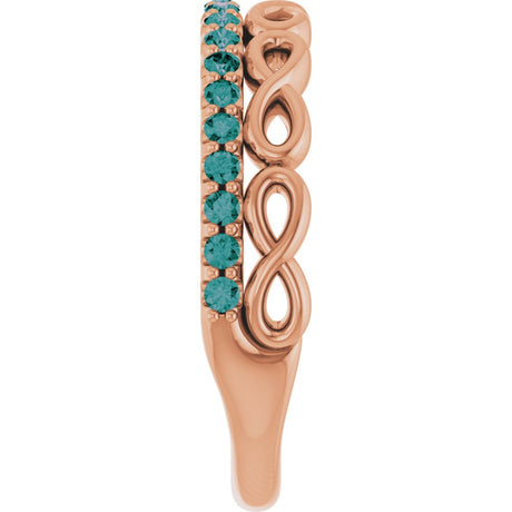 14K Rose Gold Natural Alexandrite Infinity-Inspired Stackable Ring