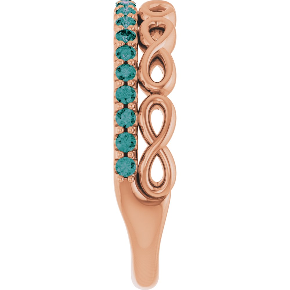 14K Rose Gold Natural Alexandrite Infinity-Inspired Stackable Ring