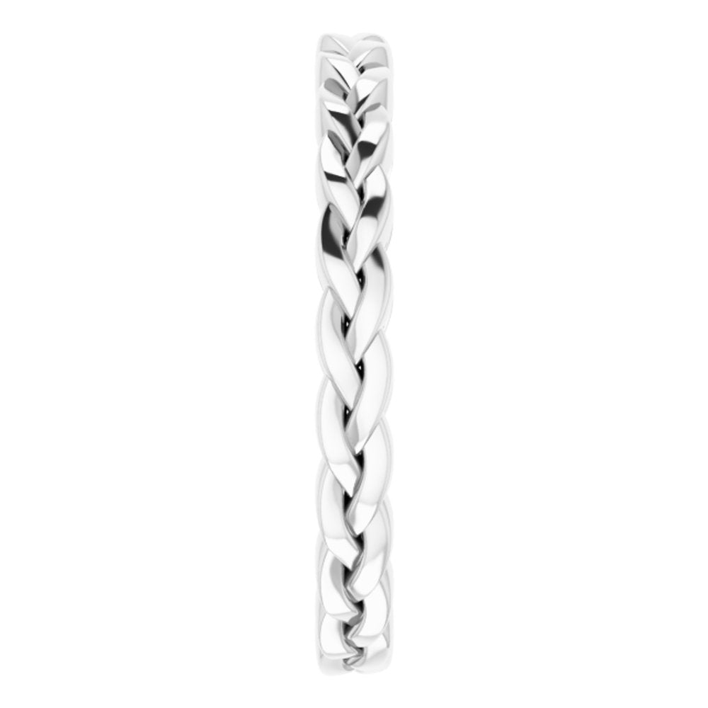 14K White Gold 2 mm Woven-Design Band Size 4