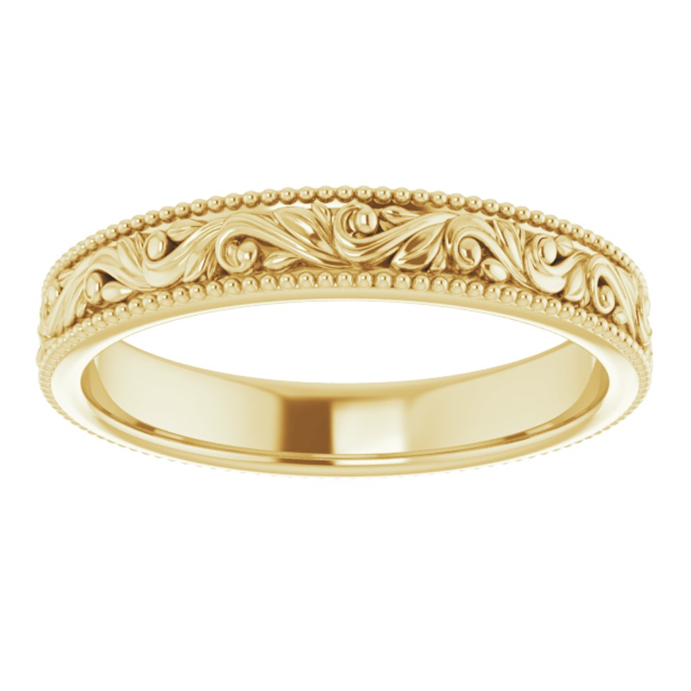 14K Yellow 3.2 mm Floral-Inspired Band