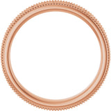 14K Rose 3.2 mm Milgrain Edge Floral Flat Band