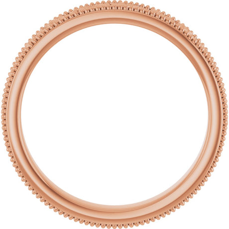 14K Rose Gold 3.2 mm Milgrain Edge Floral Flat Band Size 5.5
