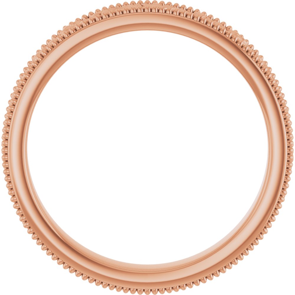 14K Rose Gold 3.2 mm Milgrain Edge Floral Flat Band Size 5.5