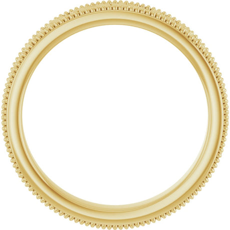 18K Yellow Gold 3.2 mm Milgrain Edge Floral Flat Band Size 4.5