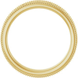 14K Yellow Gold 3.2 mm Milgrain Edge Floral Flat Band Size 4.5
