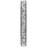 18K White 3.2 mm Milgrain Edge Floral Flat Band Size 8