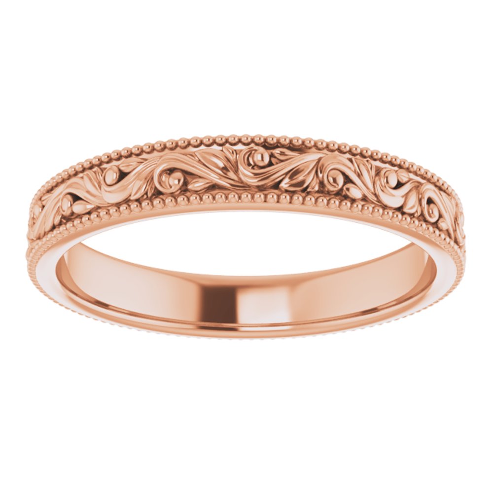 14K Rose 3.2 mm Floral-Inspired Band