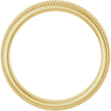 10K Yellow Gold 3.2 mm Milgrain Edge Floral Flat Band Size 6