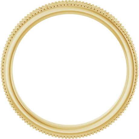 10K Yellow Gold 3.2 mm Milgrain Edge Floral Flat Band Size 6