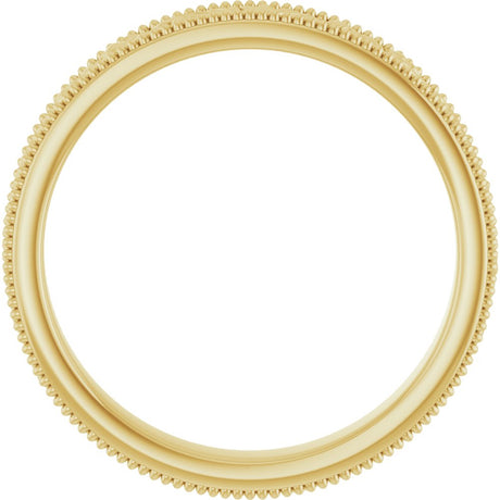 10K Yellow Gold 3.2 mm Milgrain Edge Floral Flat Band Size 6.5