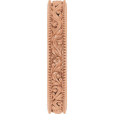 14K Rose Gold 3.2 mm Milgrain Edge Floral Flat Band Size 6